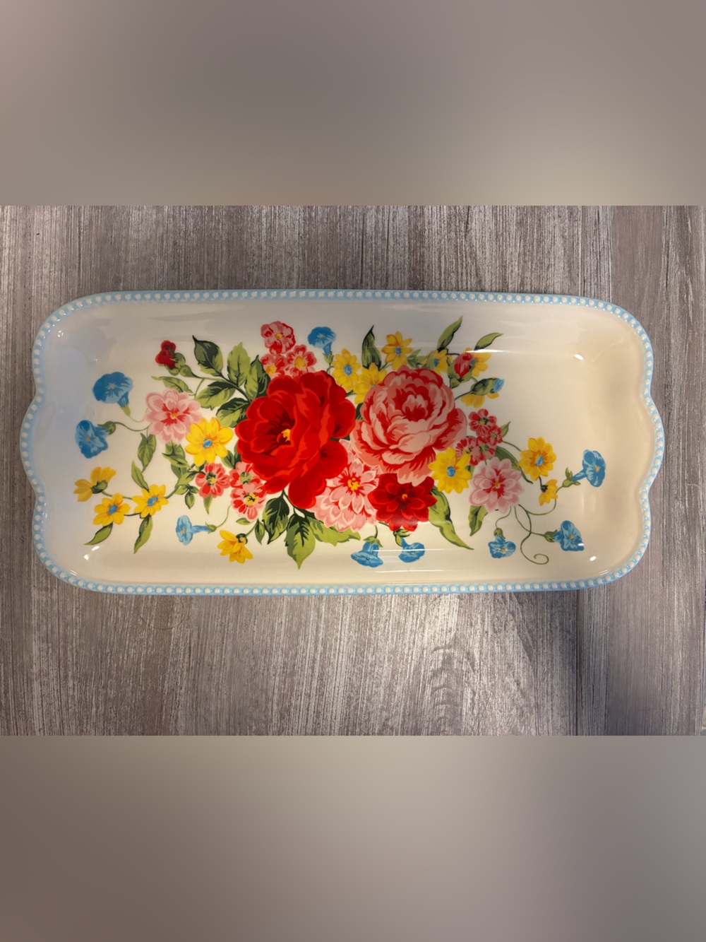 NWT The Pioneer Woman Sweet Rose Narrow Platter Floral Tray New